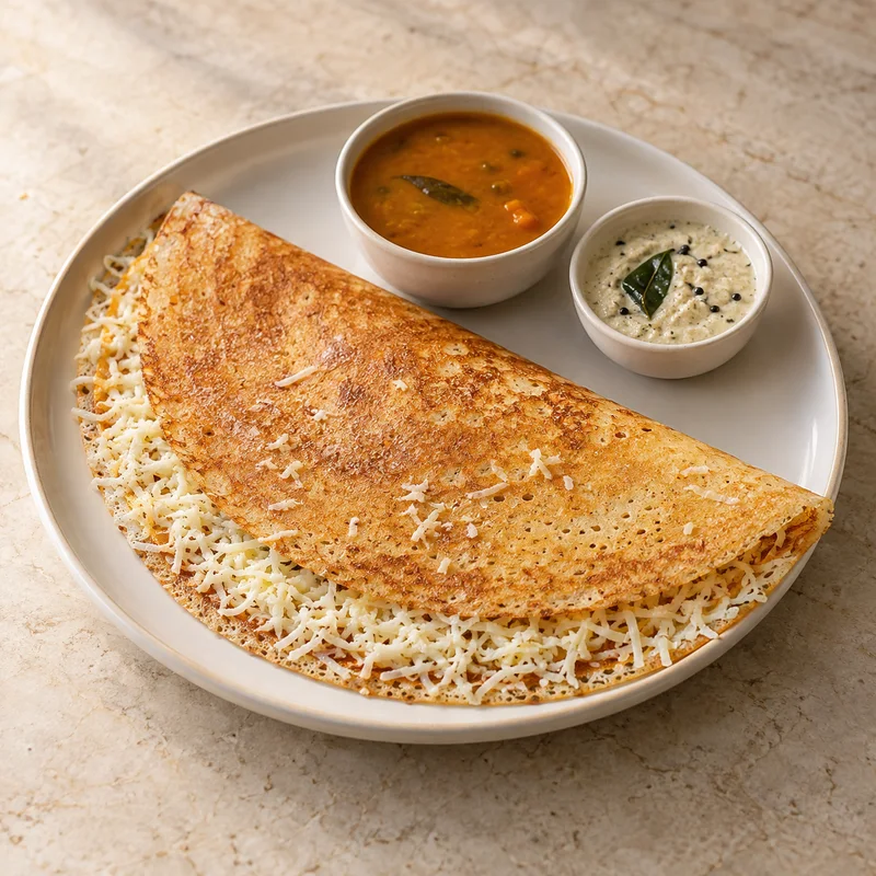 AI illustration of Cheese Sada Dosa; actual serving may differ