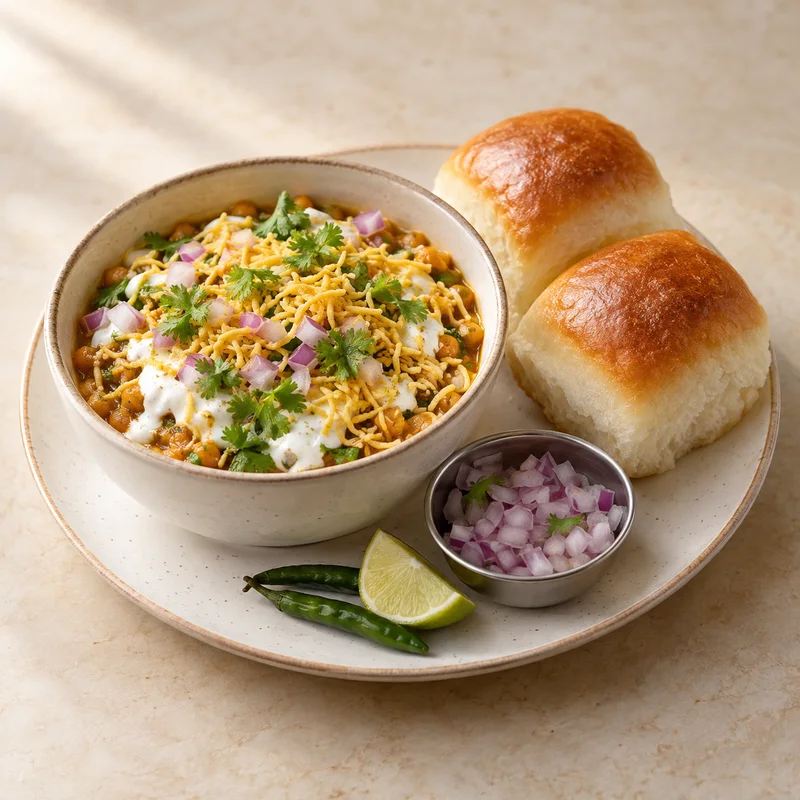 AI illustration of Dahi Misal Pav; actual serving may differ